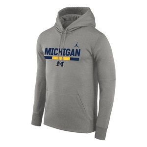 Nike Jordan Brand Mens Michigan Performance Pullover Hood in heathered gray